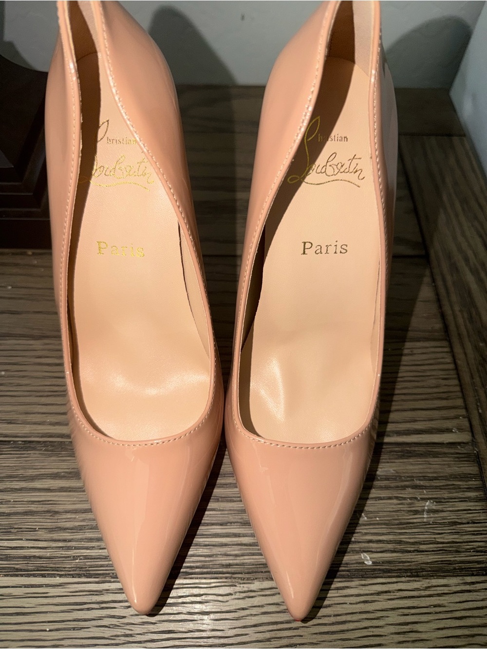 Christian Louboutin Blush Patent Leather Pointed-Toe Pumps